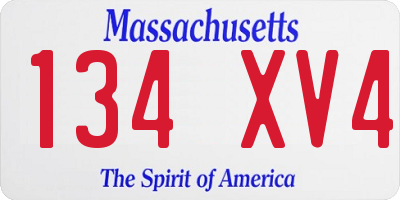 MA license plate 134XV4