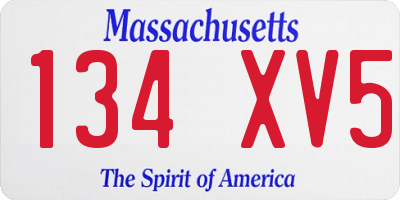MA license plate 134XV5