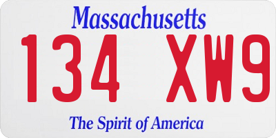 MA license plate 134XW9