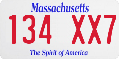 MA license plate 134XX7