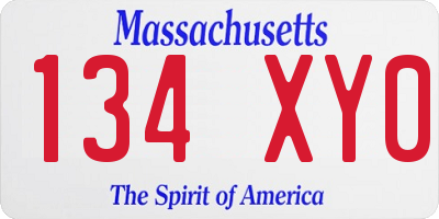 MA license plate 134XY0