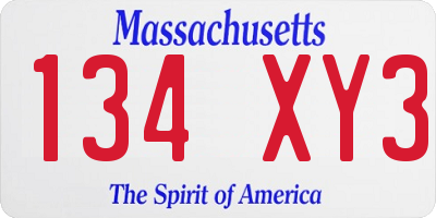 MA license plate 134XY3