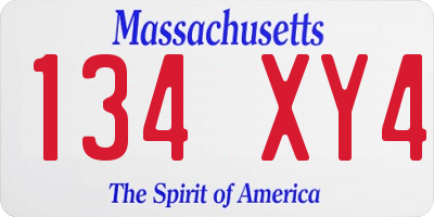 MA license plate 134XY4
