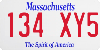 MA license plate 134XY5