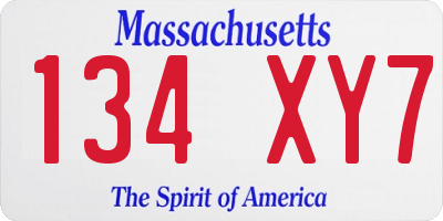 MA license plate 134XY7