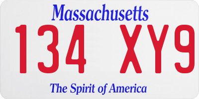 MA license plate 134XY9