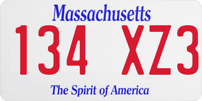 MA license plate 134XZ3