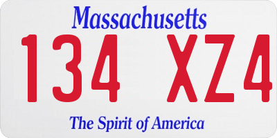 MA license plate 134XZ4
