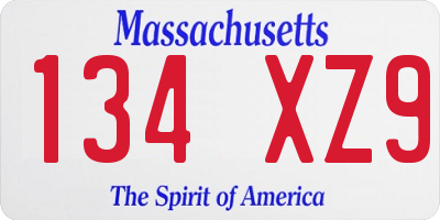MA license plate 134XZ9