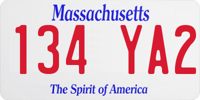 MA license plate 134YA2