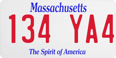 MA license plate 134YA4