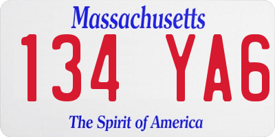 MA license plate 134YA6