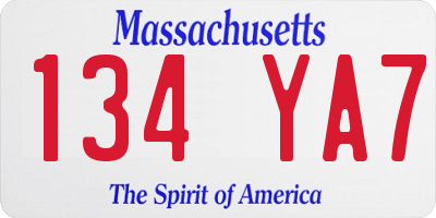 MA license plate 134YA7