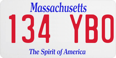 MA license plate 134YB0