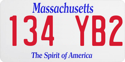 MA license plate 134YB2