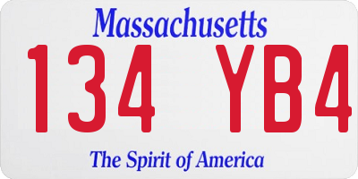 MA license plate 134YB4