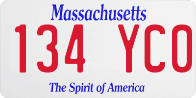 MA license plate 134YC0