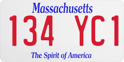 MA license plate 134YC1