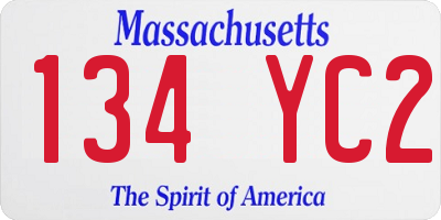 MA license plate 134YC2