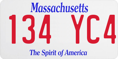 MA license plate 134YC4