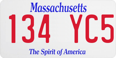 MA license plate 134YC5