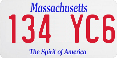 MA license plate 134YC6