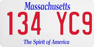 MA license plate 134YC9