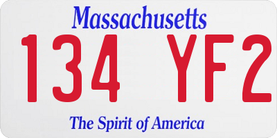 MA license plate 134YF2