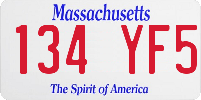 MA license plate 134YF5