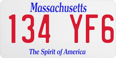 MA license plate 134YF6
