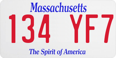 MA license plate 134YF7