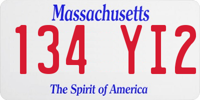 MA license plate 134YI2