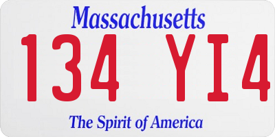 MA license plate 134YI4