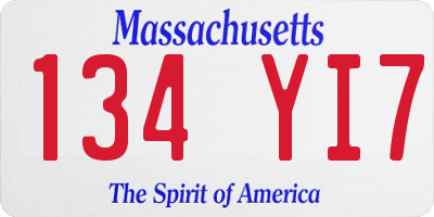 MA license plate 134YI7