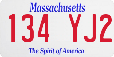 MA license plate 134YJ2