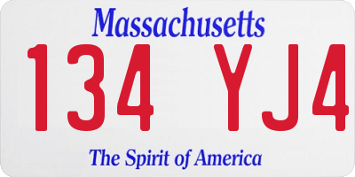 MA license plate 134YJ4