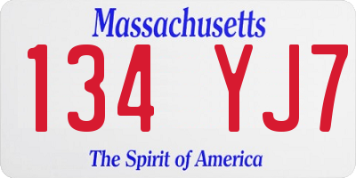MA license plate 134YJ7