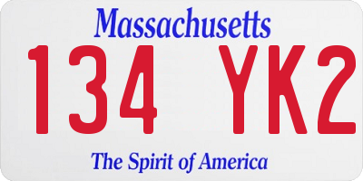 MA license plate 134YK2