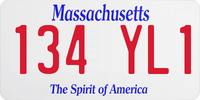MA license plate 134YL1