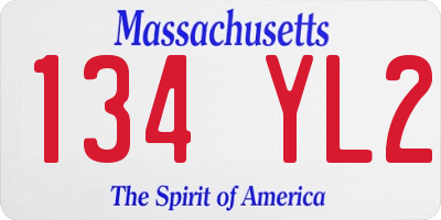 MA license plate 134YL2