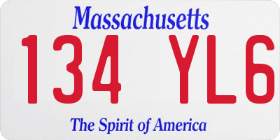 MA license plate 134YL6