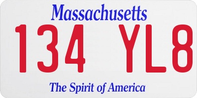 MA license plate 134YL8