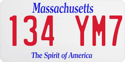 MA license plate 134YM7