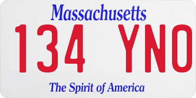 MA license plate 134YN0
