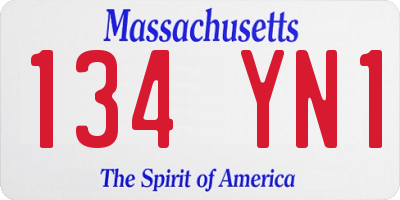 MA license plate 134YN1