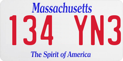 MA license plate 134YN3