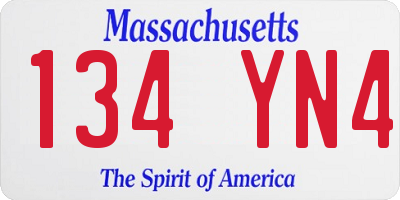 MA license plate 134YN4