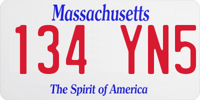 MA license plate 134YN5