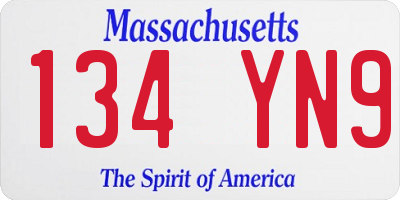 MA license plate 134YN9