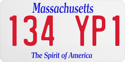 MA license plate 134YP1